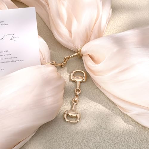 Joez Wonderful Scarf Ring Clip, Wide Band Chunky Chain Silk Scarf Buckle, Shawl Clips Scarf Clasp Holder Scarves Pin - color: (Horsebit) 60mm Gold