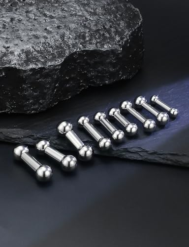2G 4G 6G 8G 10G 12G 14G 16G Astm F136 Titanium Internally Threaded Nipple Tongue Rings Piercing Jewelry Industrial Straight Barbell Tongue Nipple Ring Bridge Piercing Jewelry For Women Men - size: 2 Gauge-12MM