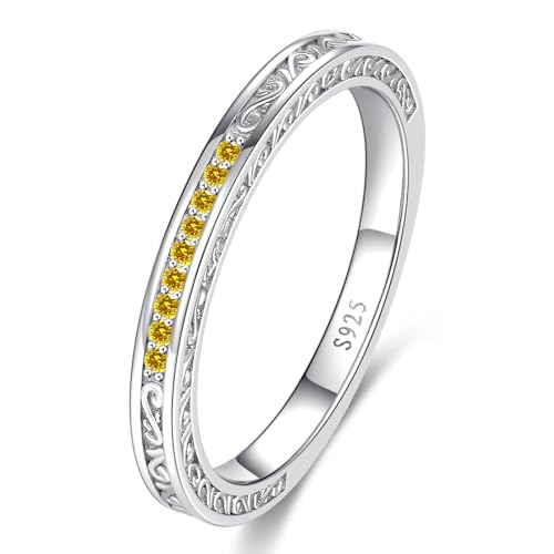 Yaresul Vintage Celtic Knot Women's Engagement Ring Sets Size 5-9 | 925 Sterling Silver/14K Gold Plated Stackable Wedding Bands Rings Cubic Zirconia Women Bridal Sets Wedding Ring Band - color: G11-Silver-November-Wedding Band