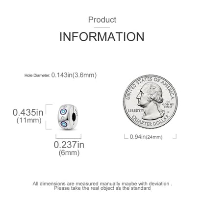 Parmuz Clip Spacer Charm for Bracelet 925 Sterling Silver Stopper Beads | Pave Lock Stopper Charm for Necklace Pink Daisy Butterfly Cubic Zirconia Openable Beads Jewelry Gift for Woman - color: Eye clip chams 2pcs