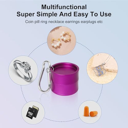 Mini Travel Ring Holder Keychain, Portable Jewelry Holder Keychain with Protective Sponge, Small Necklace Earrings Case for Gym Sports Bag Purse - color: 1-Tier Purple