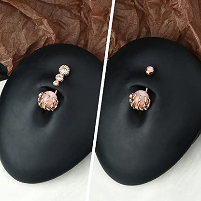 CM Crareesi Mania Skull Hand Halloween Belly Button Rings Natural Stone Claw Piercing Navel Rings for Women - color: Rose Gold Claw