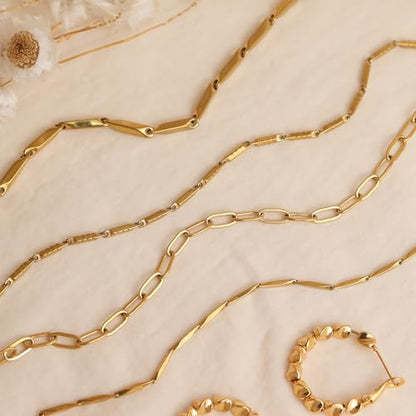 Jean Beau Gold Choker Necklace for Women, Simple 18K Gold Plated Adjustable Link Chain Prom Jewelry Gifts - color: Chunky melon Seeds