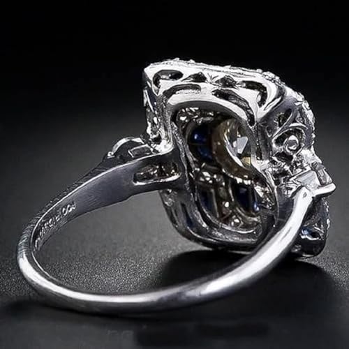 S925 Sterling Silver Vintage Fashion Women's Jewelry Sapphire Gemstone Cocktail Anniversary Ladies Wedding Engagement Ring Size 6-10 CZC685 - size: 10