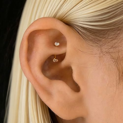 9PCS Gold Eyebrow Piercing Jewelry Titanium, Rook Jewelry Gold Surgical Steel Silver Eyebrow Rings for Women Men CZ Tiny Labret Lip Daith Navel Belly Button Helix Tragus Piercing Jewelry 16G 6mm/8mm/10mm - style: Eyebrow-8mm-9pcs