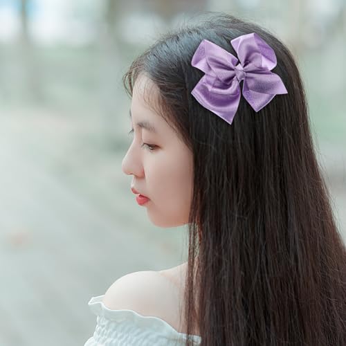 Cabilock 12 Pieces Bowknot Hair Clip Set Mixed Color Ribbon Barrettes Fashion Hair Accessories for Teens and Women Everyday Wear Random Color