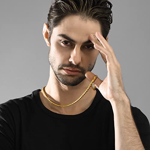 GoldChic JEWELRY Chunky Cuban Chains for Men,Stainless Steel Cuban Chain Necklace, Venetian Chain Curb Chain Hip Hop Jewelry,4/6/9/12/14mm Width,14-30 inch Length, Black/Gold Plated/Silver - color: Gold, size: 26"(66cm), style: Venetian Chain-4MM width