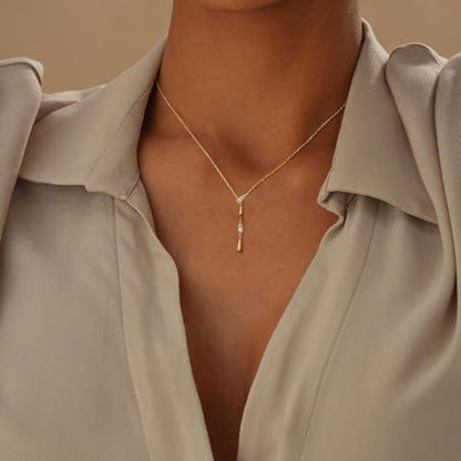 Long Necklaces for Women, Dainty Gold Drop Necklace 14k Gold Plated Y Shaped Lariat Necklace Simple Gold Necklaces for Women Trendy Chunky Long Necklace Formal Wedding Prom Necklace Jewelry - color: necklace-5-Gold
