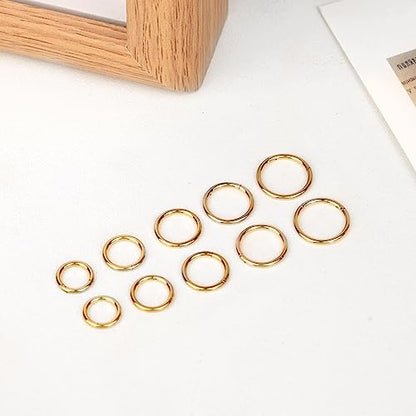 LEE&RO 16G 6MM 7MM 8MM 9MM 10MM Hinged Clicker Septum Rings 16G Nose Hoop Tragus Helix Cartilage Hoop Earrings - color: gold