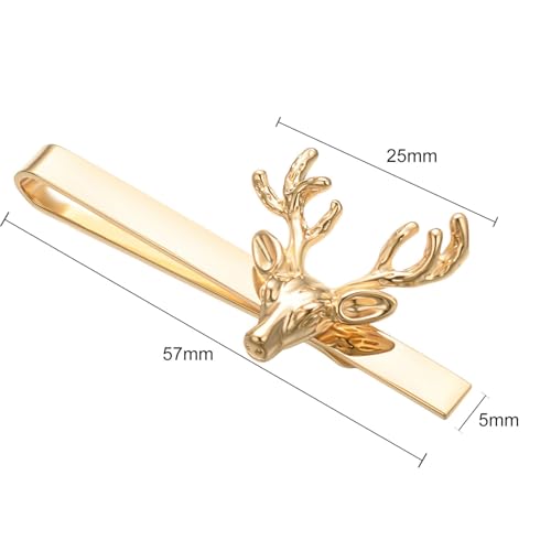 Christmas Tie Clips for Men 14k Gold Plated Silver Tie Pins with Cute Animal Deer/Lion/Dog/Cat Tie Bars Necktie Suit Tie Accessories Jewelry - style: Christmas Tie Clips