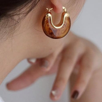 14K Gold Plated Chunky Hoop Earrings for Women Vintage Leopard Print Hoops Large Round Hoop Earrings Jewelry - style: Hoop C