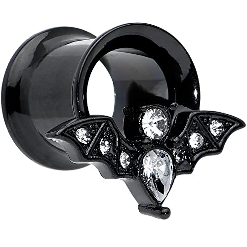 Body Candy Womens 2Pc PVD Stainless Steel Bat Double Flare Tunnel Plug Earring Ear Plug Gauges Set of 2 - style: 8mm (0 Gauge)