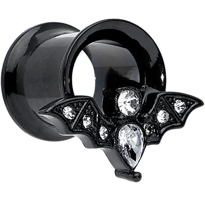 Body Candy Womens 2Pc PVD Stainless Steel Bat Double Flare Tunnel Plug Earring Ear Plug Gauges Set of 2 - style: 8mm (0 Gauge)