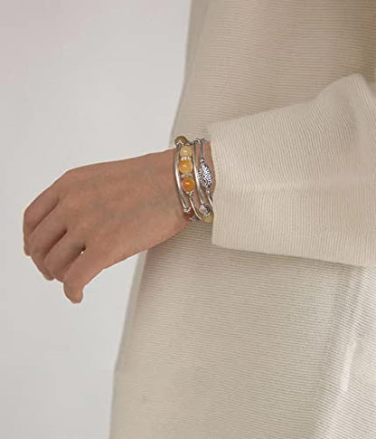 FULU AUTUMN Stackable Beaded Bracelets for Women Boho Wrap Silver Bracelet Layered Fashion Jewelry Gifts for Her - color: 17-Yellow
