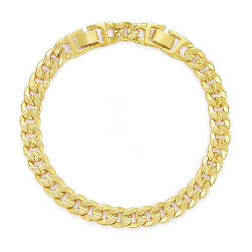 KissYan Gold Ankle Bracelets for Women, 14K Gold Plated Cuban Anklets | Chunky Cuban Link Foot Chain for Large Ankle, Adjustable Plus Size Anklet, Trendy Summer Beach Foot Jewelry Gift - color: Textured-Gold