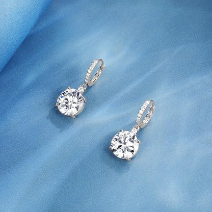 2-4 Pairs Dangle Drop Earrings for Women, 18K Gold Plated Cubic Zirconia Drop Dangle Huggie Hoop Earrings CZ Teardrop Hypoallergenic Jewelry - color: CZ White Gold 1