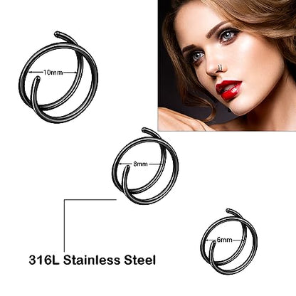 20G Double Nose Ring Hoop for Single Piercing - 2-36 Pcs Jewelry for Women - color: Multi-36pcs