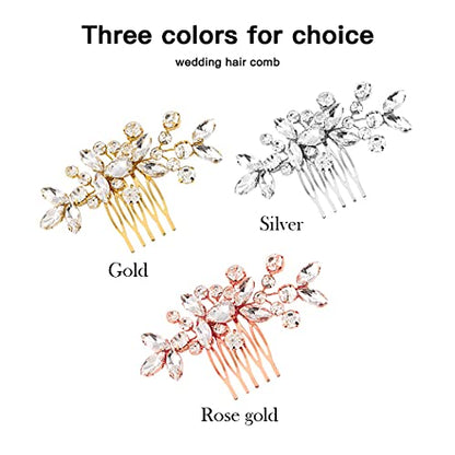 JAKAWIN Bridal Hair Accessories Wedding Hair Clip Silver Hair Comb Women | Crystal Rhinestone Bride Headpiece - color: Gold
