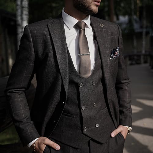 VULKIT Tie Clip Stainless Steel Gentleman Accessories Minimalist Tie Bar Clasp Clip for Business, Party, Wedding, At Work - style: D-Black Silver