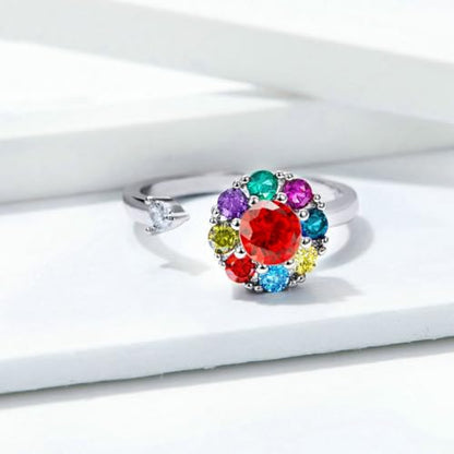 Fidget Rings for Anxiety, Womens Focus Spinner Ring, Discreet Boredom Relieving Ring Stacking Finger Promise Engagement Gift - color: Spinner Ring A Colorful