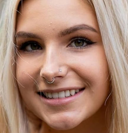 15PCS 14K Gold Plated Nose Rings Studs Set for New Piercing Beginners - color: Silver-18g 9pcs Hoops and Stud set