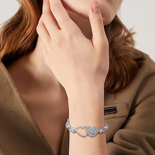 SYHOL Gold Jewelry Set 18K Gold Accessories for Women Jewelry Set Wedding Bridal Fashion Jewelry Sets Women Accessories Bracelets Earrings and Rings Sweetheart Gifts - color: X0091-Silver
