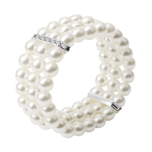 Coolrunner Ladies Faux Pearls Accent Off White Stretch Wrist Bracelet Jewelry (Pearl style3) - style: Style 1