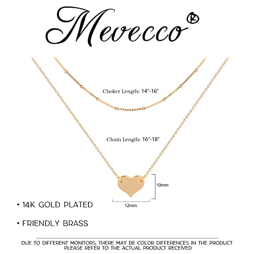 MEVECCO Dainty Pendant Layered Necklaces for Women | 18K Gold Plated Brass, 2-Piece Set With A Choker-Length Upper Layer, Wear Together Or Separately, Refined Everyday Style - style: Heart/Single