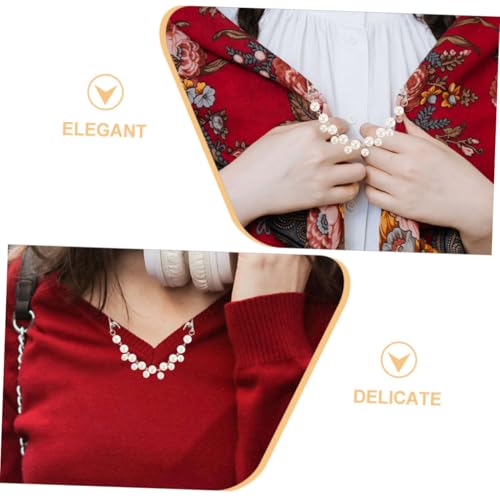 Ipetboom 2pcs Vintage Faux Pearl Sweater Clips Shawl Brooch Pins Cardigan Collar Clips for Women Dress Scarf Cape Accessory