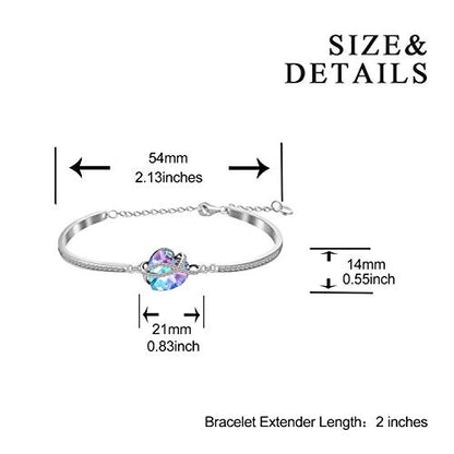 AOBOCO I Love You Jewelry - Sterling Silver Blue Purple Love Heart Bangle Bracelet Embellished with Crystals from Austria, Fine Anniversary Birthday Jewelry Gifts for Women - style: 04 Infinity Blue-purple Bracelet