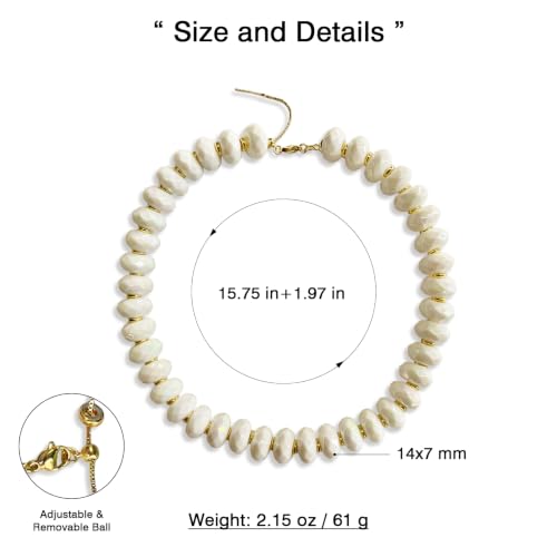 Colorful Chunky Acrylic Beaded Choker Necklaces for Women | Multicolor Faceted Beads, Sturdy Metal Chain, Adjustable Detachable, Lightweight, Summer Boho, Sparkly Statement Jewelry Gift - color: Cream