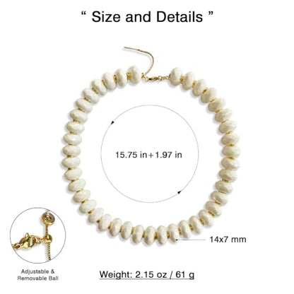 Colorful Chunky Acrylic Beaded Choker Necklaces for Women | Multicolor Faceted Beads, Sturdy Metal Chain, Adjustable Detachable, Lightweight, Summer Boho, Sparkly Statement Jewelry Gift - color: Cream