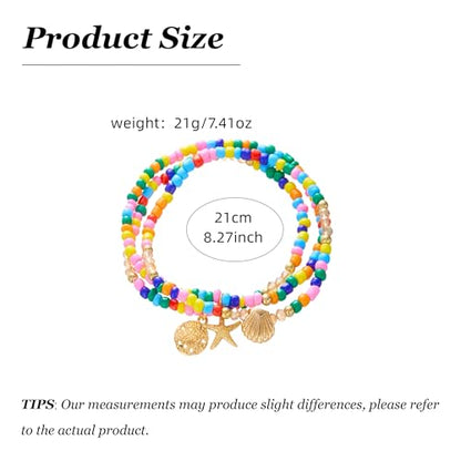Starfish Shell Anklet Bracelets for Women, Boho Beaded Shell Anklet Set, Beach Vacation Foot Jewelry, Layered Summer Beachy Anklets - color: A5