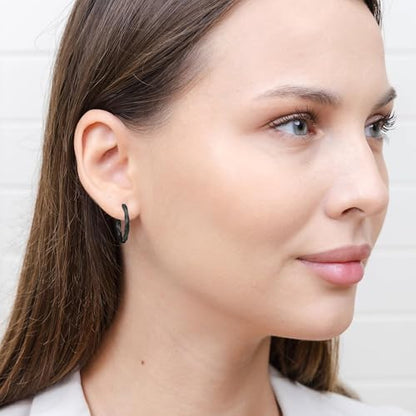 Hoops & Loops 925 Sterling Silver Twisted Hoop Earrings for Women - Hypoallergenic 14K Gold, Rose Gold, Black Flash Plated 2mm Thin Twist Design Round Click-Top Hoops, 15/20/25/30/35/40/50/60mm - color: 15,20,25mm - Black