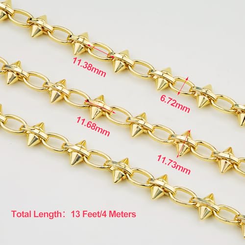 KYUNHOO 13FT Oval Chains Bulk on Spool Gold Craft Chain for Men Women DIY | Gold Plated Iron Chain for Jewelry Making Supplies Punk Hip Hop DIY Chain Bracelet Pants Craft Jewelry with Rivet - color: Oval Cable Gold