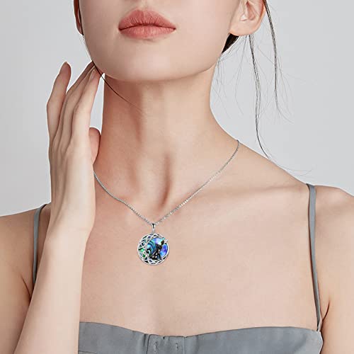 925 Sterling Silver Moon Black Cat Necklace for Women Cat Jewelry - style: C-Black Cat Abalone Necklace