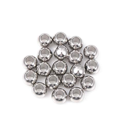 Stainless Steel Spacer Beads 9x7mm Round Loose Charm Caps Beads for DIY Jewelry Making 20pcs with 4.5mm Hole - color: 9x7mm 4.5mm