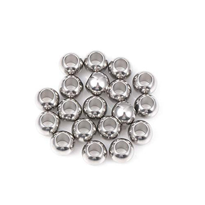 Stainless Steel Spacer Beads 9x7mm Round Loose Charm Caps Beads for DIY Jewelry Making 20pcs with 4.5mm Hole - color: 9x7mm 4.5mm