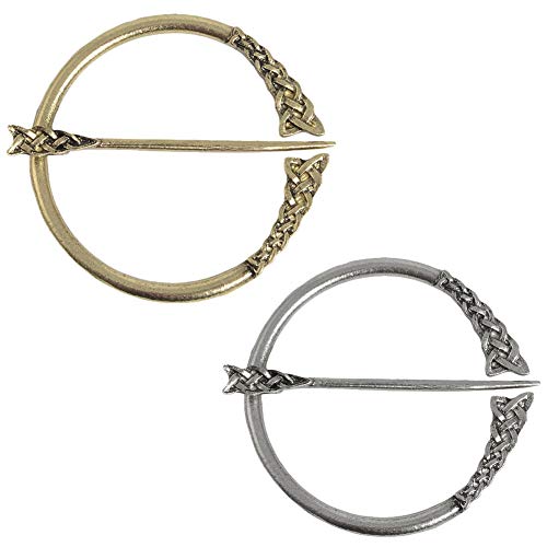 Vintage Viking Brooch Pin Lapel for Women Men Cloak Scarf Shawl Buckle Clasp Pin Brooches Penannular Brooch and Pin Sets Jewelry - color: 01 Gold Silver