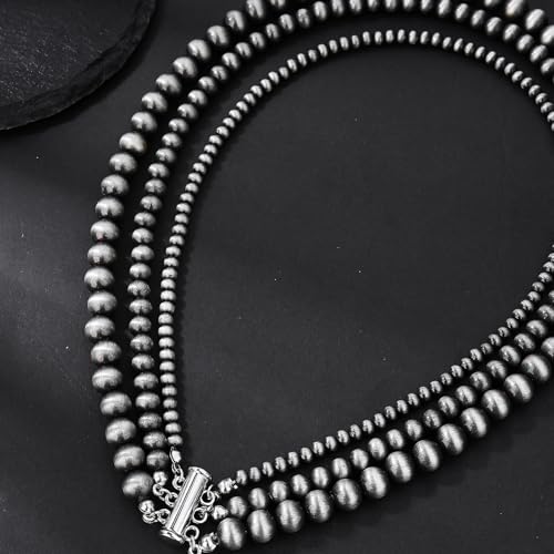 Matte Black Necklace with Triple Strands Designs Portable for Formal Outfits and Casual Styles Everyday Elegant Necklace - color: Double layer