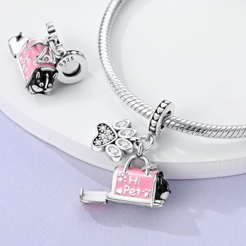 MULA 925 Sterling Silver Charms for Bracelets and Necklace Family Pendants | Airplane Travel Dangle Beads Family Tree Jewelry Charms for Women - color: Pet Bag