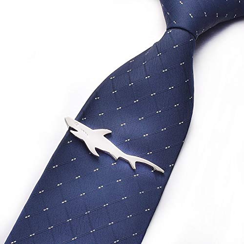 Yoursfs Novelty Marine Animals Tie Clip for Men Shark Whale Unique Cool Personalized Business Tie Bar Pin Jewelry for Valentine's Day Gifts - style: White Shark
