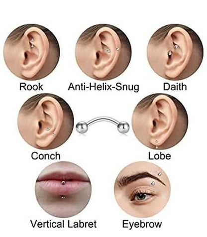 FECTAS 10PCS Eyebrow Rook Piercing Jewelry 16G Earrings Vertical Labret Lip Jewelry Curved Barbell Eyebrow Rings Tiny Small Belly Rings Ear Rook Helix Conch Daith Piercing Jewelry - color: pink&silver