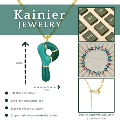 Kainier Bubble Letter Initial Necklace for Women, Colorful Balloon Alphabet Name Pendant Dainty Cute 14K Gold Plated Necklaces Jewelry Gifts… - color: Colourful, style: P