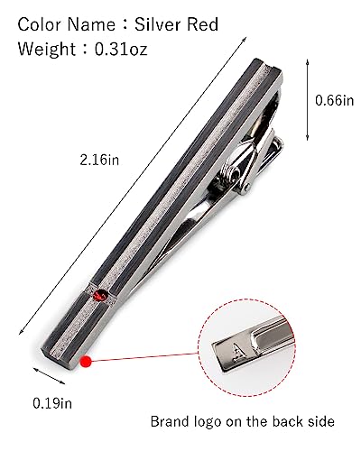 [TAVARAT] Tie Clip Tie Clips for Men Black Silver Tie Bar Tie Pin Tps-032 - style: silver red