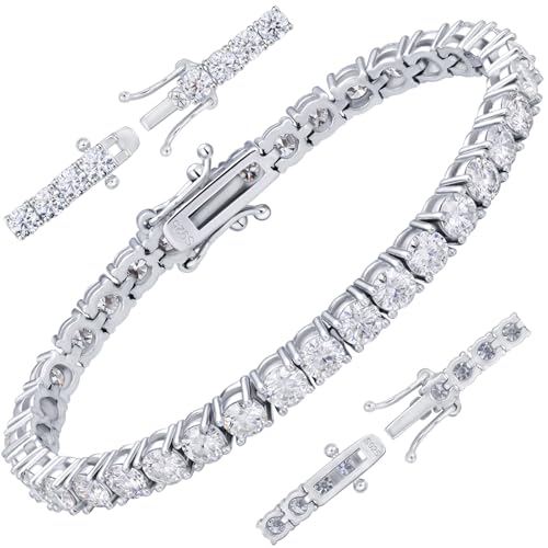 Moissanite Tennis Bracelet for Women Men S925 Sterling Silver D Color VVS1 Round Cut Moissanite Bracelet - color: Silver