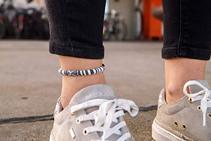 Made by Nami Surfer Anklet for Men and Women Waterproof and Adjustable Surfer Ankle Bracelet String Ankle Bracelet Beach Accessory for Ethnic Hippie Style - color: White Round