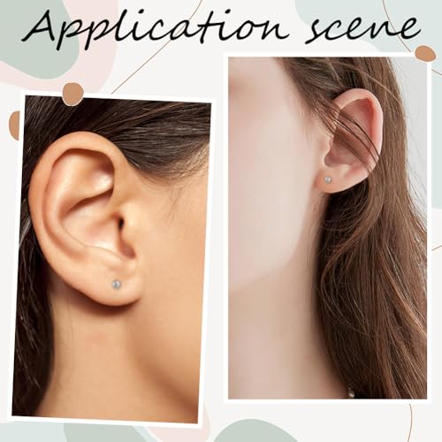 Beebeecraft 100pcs Ball Stud Earrings 304 Stainless Steel Tiny Ball Stud Earrings with Butterfly Ear Backs for Women Men - size: 2mm