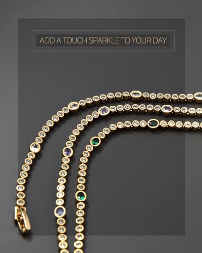Gold Bracelets for Women, 3mm Cubic Zirconia Tennis Bracelet 7 Inch Gold Jewelry - color: Green