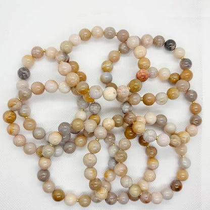 CoralTalks 12mm Handmade Natural Coral Jade Precious Round Beads Stretch Bracelet Unisex Adjustable Size